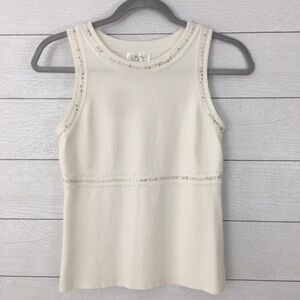 Loft Cream Sequin Trim Tank
